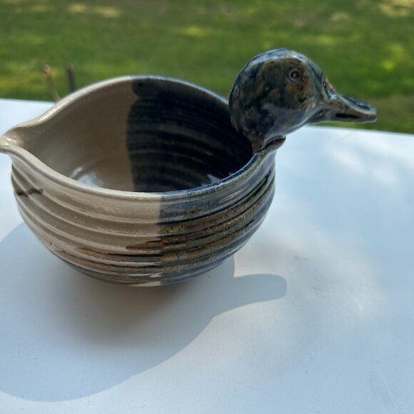 #7772 DUCK HEAD GRAVY SERVER CHRISTOPHER BRAGG POTTERY DUCK - Picture 2 of 7